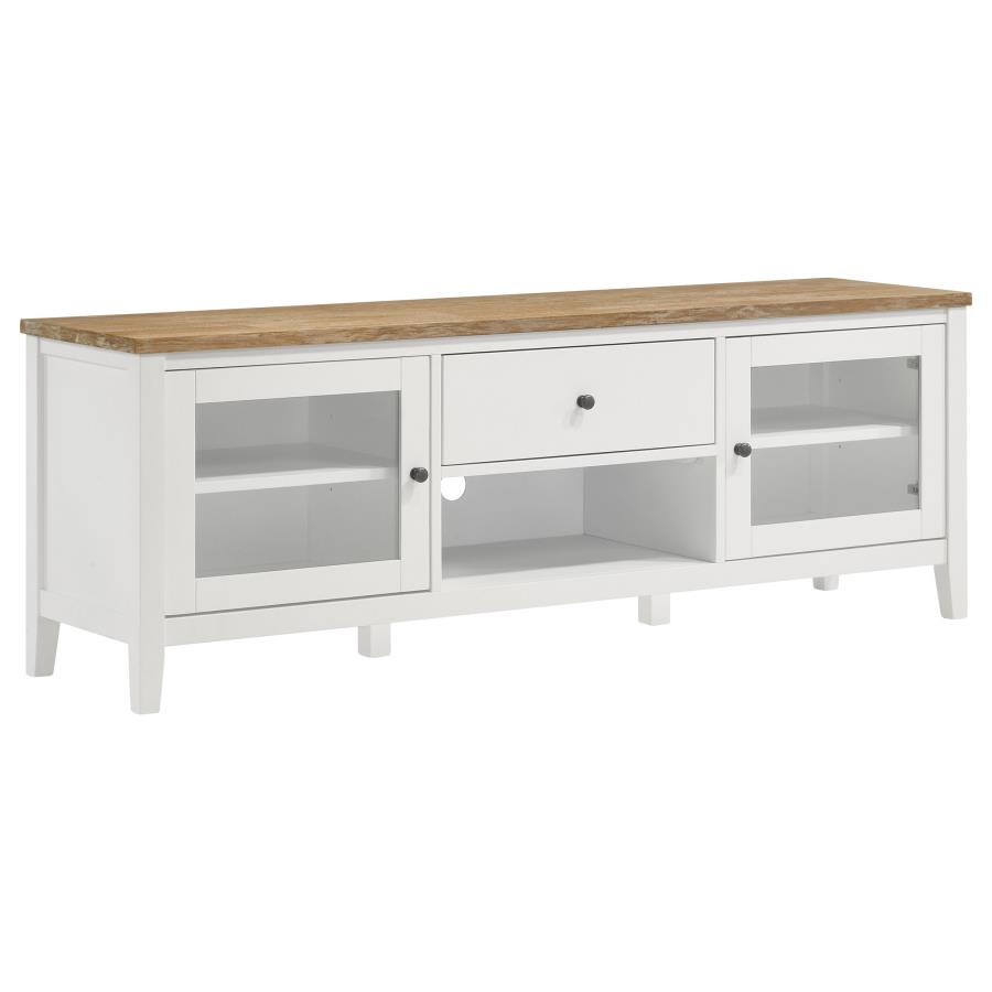Hollis 2-door Wood 67" TV Stand with Drawer Brown and White (image for) Hollis 2-door Wood 67" TV Stand with Drawer Brown and White