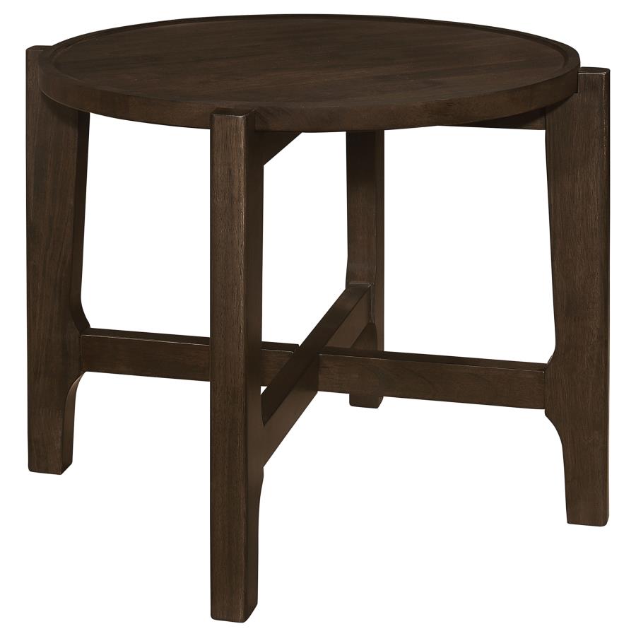Cota Round Solid Wood End Table Dark Brown (image for) Cota Round Solid Wood End Table Dark Brown