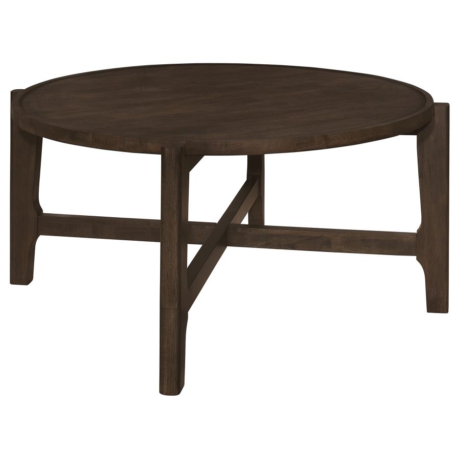 Cota Round Solid Wood Coffee Table Dark Brown (image for) Cota Round Solid Wood Coffee Table Dark Brown