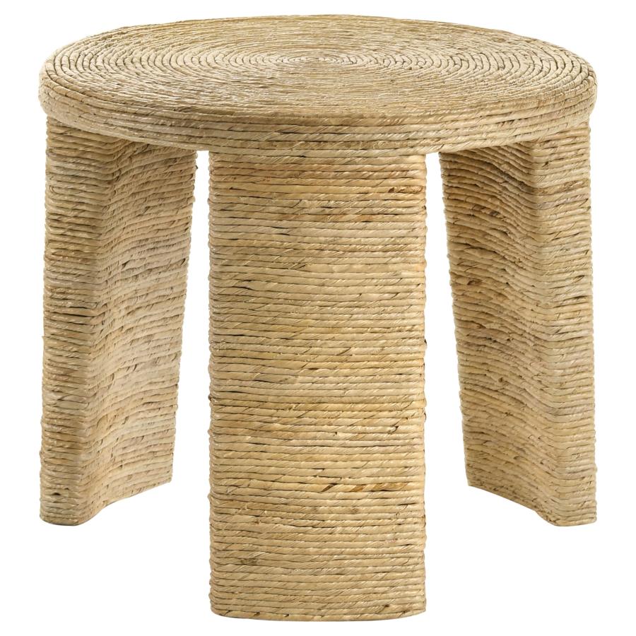 Artina Woven Rattan Round Side End Table Natural Brown (image for) Artina Woven Rattan Round Side End Table Natural Brown