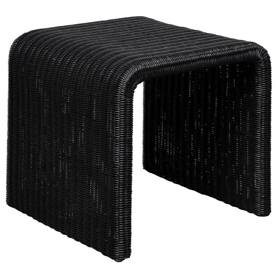 Cahya Woven Rattan Square End Table Black (image for) Cahya Woven Rattan Square End Table Black