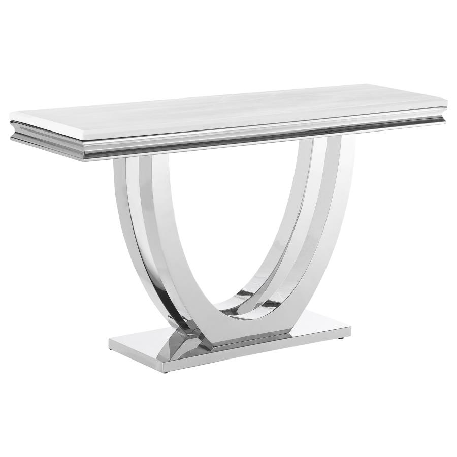 Kerwin U-base Stone Top Entryway Sofa Console Table Chrome (image for) Kerwin U-base Stone Top Entryway Sofa Console Table Chrome