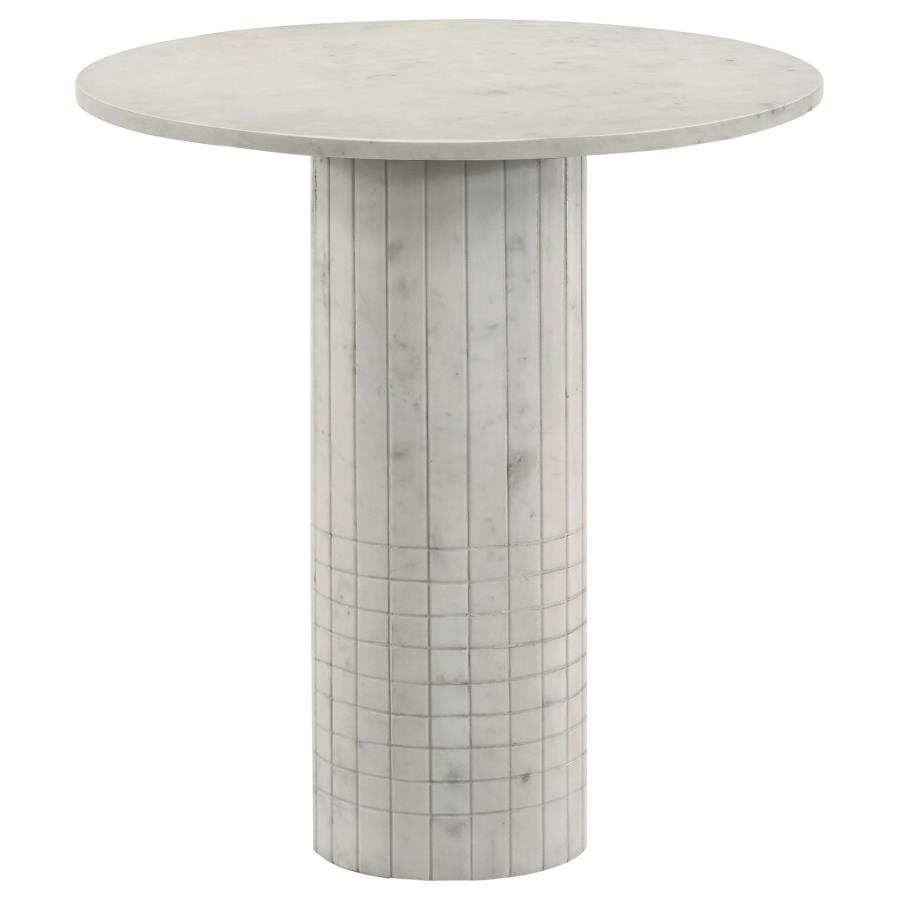 Astoria Round Genuine Marble Side End Table White (image for) Astoria Round Genuine Marble Side End Table White