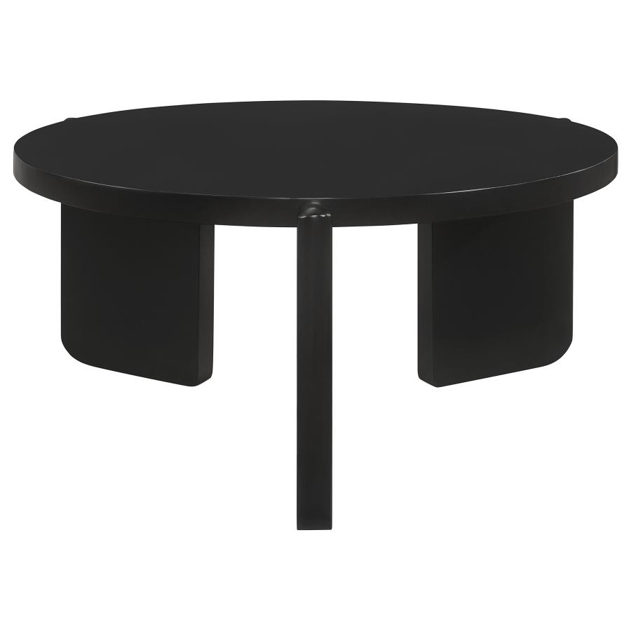 Cordova Round Solid Wood Coffee Table Black (image for) Cordova Round Solid Wood Coffee Table Black