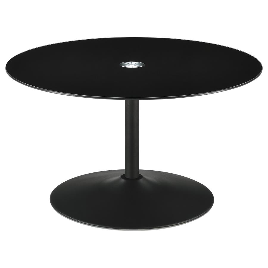 Ganso Round Metal Coffee Table With Tempered Glass Top Black (image for) Ganso Round Metal Coffee Table With Tempered Glass Top Black