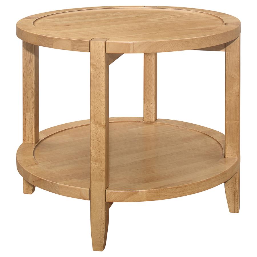 Camillo Round Solid Wood Side End Table Maple Brown (image for) Camillo Round Solid Wood Side End Table Maple Brown