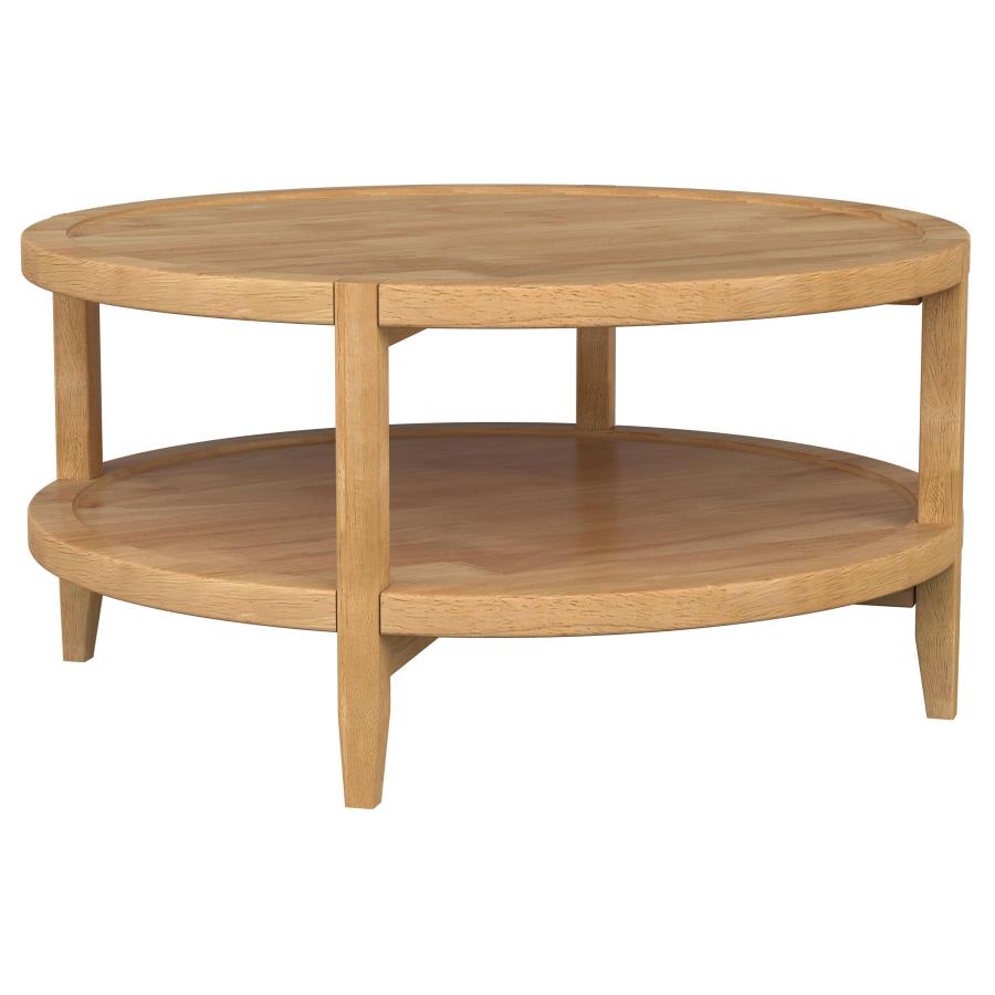 Camillo Round Solid Wood Coffee Table Maple Brown (image for) Camillo Round Solid Wood Coffee Table Maple Brown