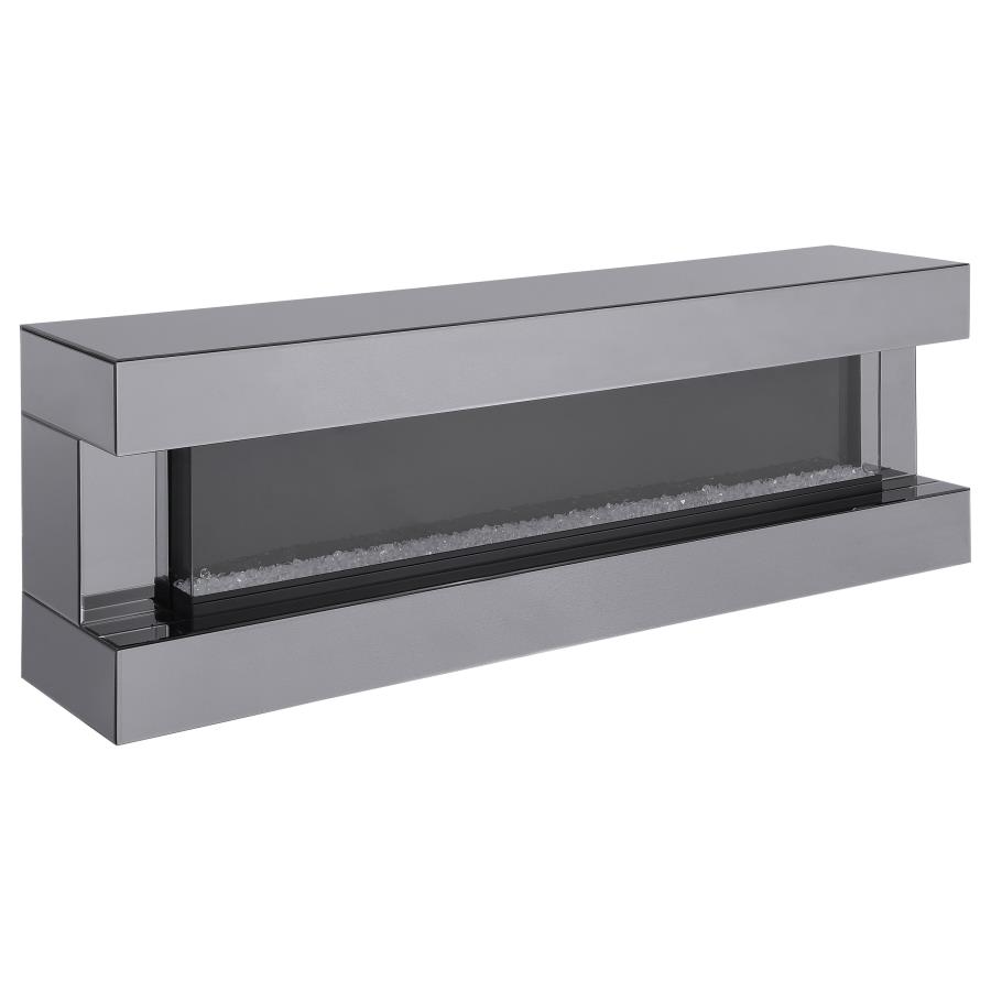 Vallerie 71" TV Stand with Visual Flame Box Grey Mirror (image for) Vallerie 71" TV Stand with Visual Flame Box Grey Mirror