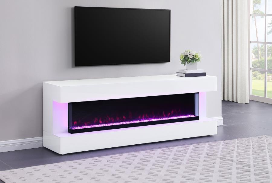 Vallerie 71" TV Stand with Visual Flame Box White (image for) Vallerie 71" TV Stand with Visual Flame Box White