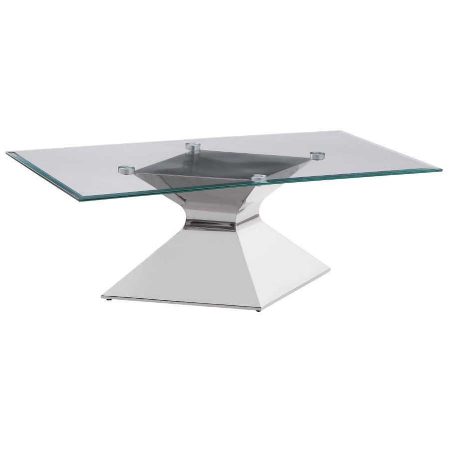 Jenny Glass Top Stainless Steel Coffee Table Chrome (image for) Jenny Glass Top Stainless Steel Coffee Table Chrome