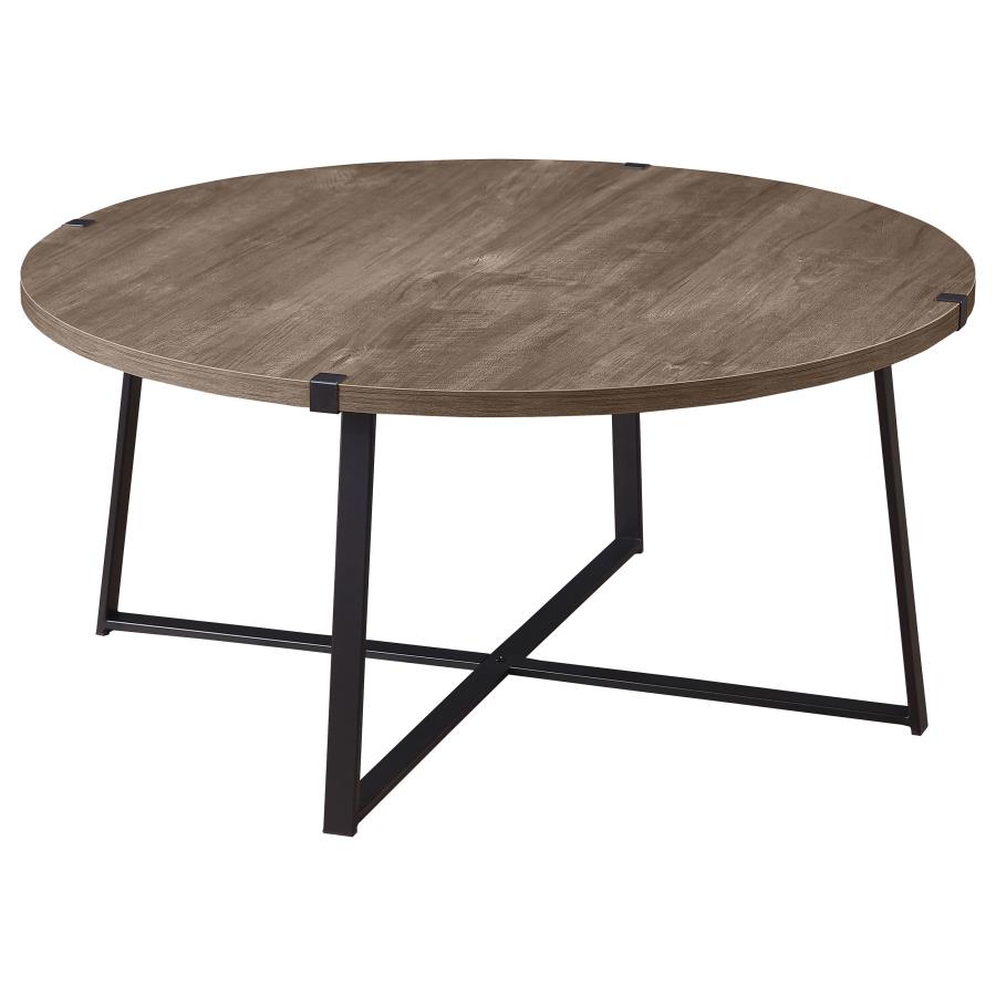 Marcus Round Engineered Wood Coffee Table Grey (image for) Marcus Round Engineered Wood Coffee Table Grey