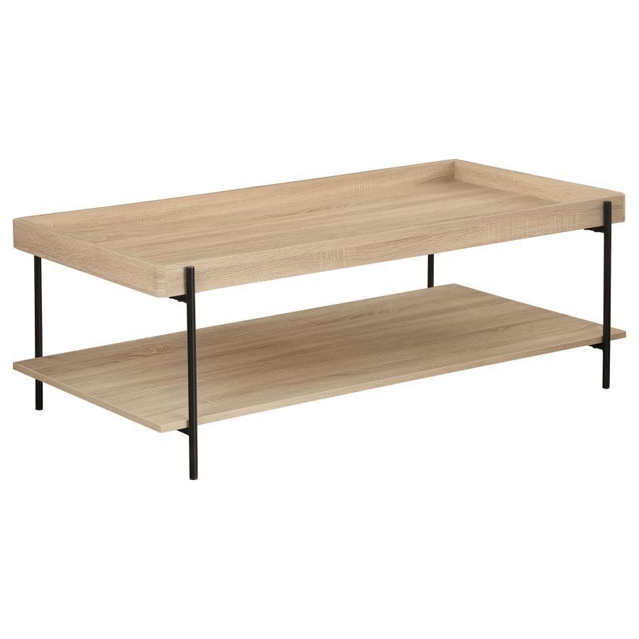Fallon Rectangular Engineered Wood Coffee Table Light Brown (image for) Fallon Rectangular Engineered Wood Coffee Table Light Brown