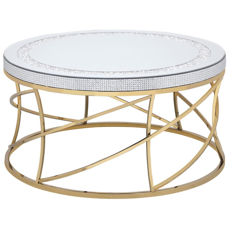Elise Round Mirror Top Stainless Steel Coffee Table Gold (image for) Elise Round Mirror Top Stainless Steel Coffee Table Gold
