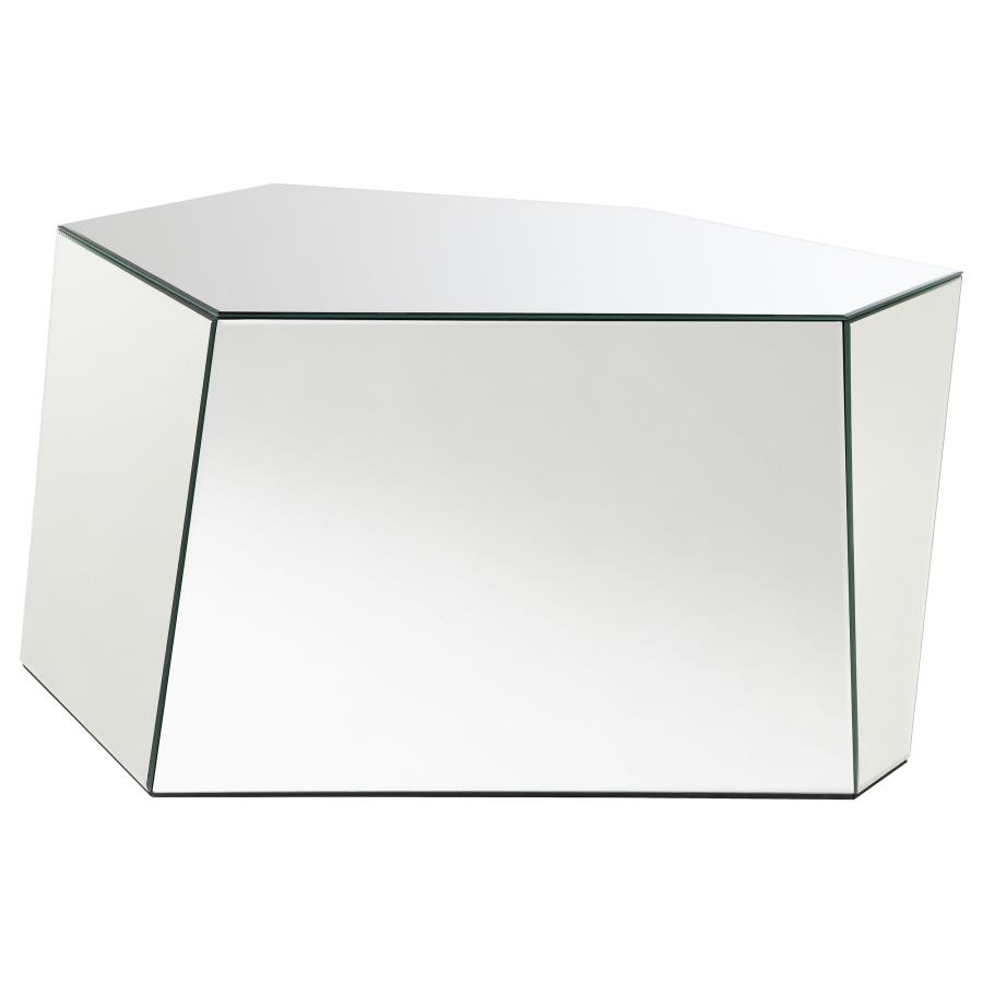 Capella Mirrored Abstract Geometric Coffee Table Silver (image for) Capella Mirrored Abstract Geometric Coffee Table Silver
