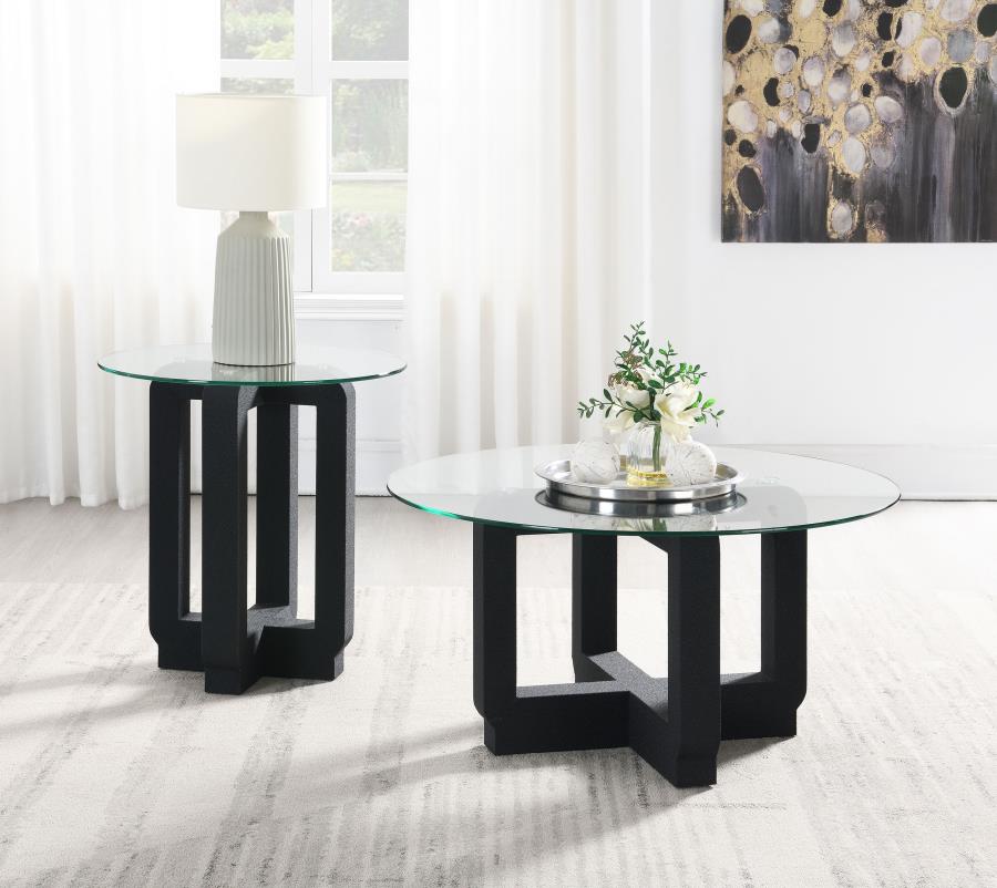 Modal Additional Images for Acklin Round Clear Glass Top Coffee Table Black