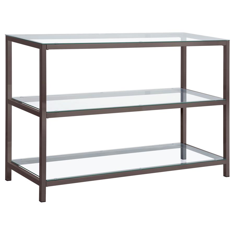 Trini 2-shelf Glass Top Entryway Console Table Black Nickel (image for) Trini 2-shelf Glass Top Entryway Console Table Black Nickel