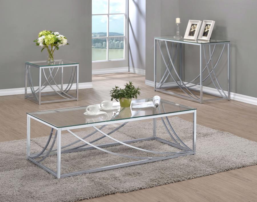 Modal Additional Images for Lille Rectangular Glass Top Coffee Table Chrome