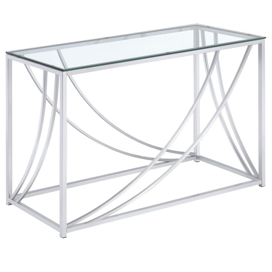 Lille Glass Top Entryway Sofa Console Table Accents Chrome (image for) Lille Glass Top Entryway Sofa Console Table Accents Chrome