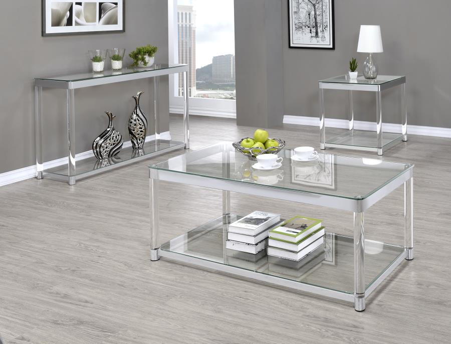 Modal Additional Images for Anne Rectangular Glass Top Acrylic Leg Coffee Table Chrome