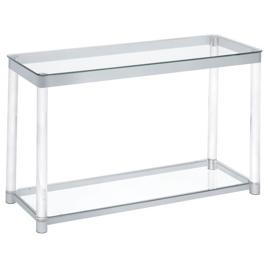 Anne Acrylic Glass Top Entryway Sofa Console Table Chrome (image for) Anne Acrylic Glass Top Entryway Sofa Console Table Chrome