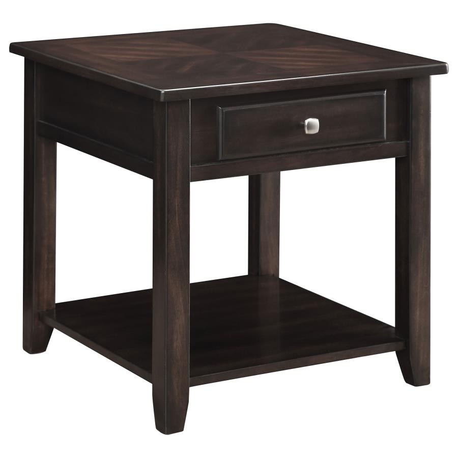 Bradford 1-drawer Square Wood End Table Walnut (image for) Bradford 1-drawer Square Wood End Table Walnut