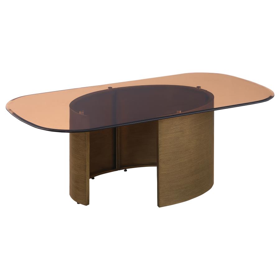 Morena Rectangular Tawny Glass Coffee Table Brushed Bronze (image for) Morena Rectangular Tawny Glass Coffee Table Brushed Bronze