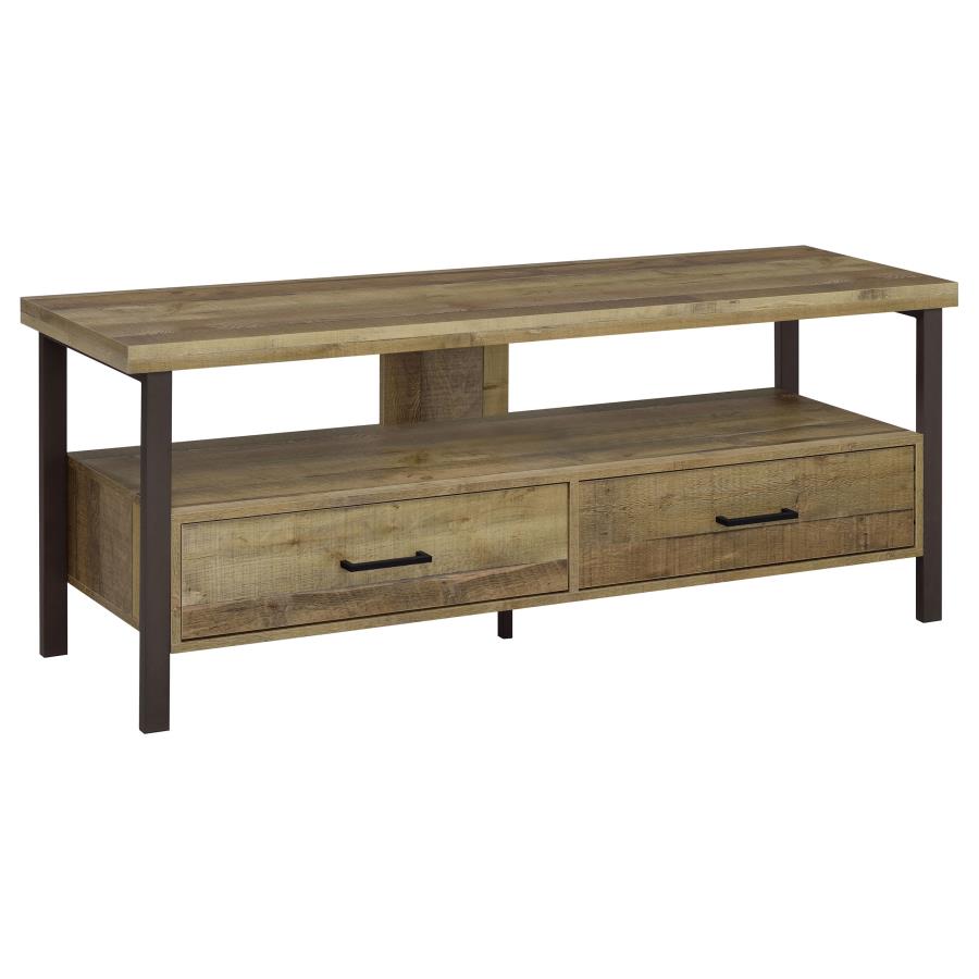 Ruston 2-drawer Engineered Wood 59" TV Stand Weathered Pine (image for) Ruston 2-drawer Engineered Wood 59" TV Stand Weathered Pine