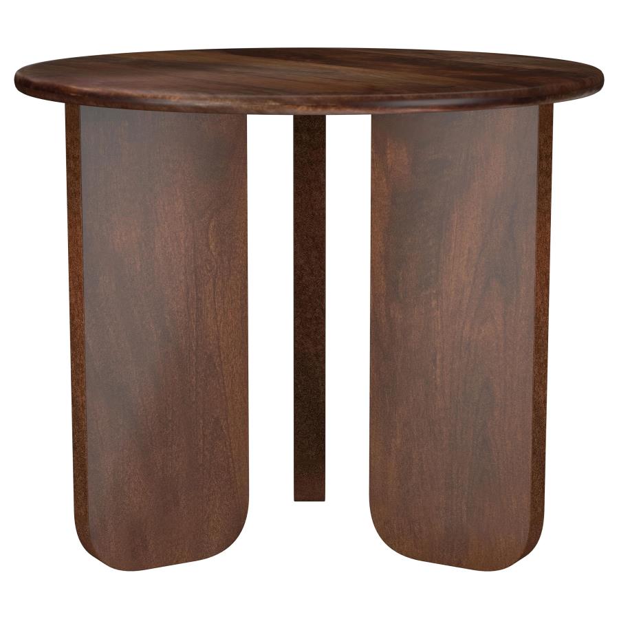 Dale Round Solid Mango Wood Side End Table Brown (image for) Dale Round Solid Mango Wood Side End Table Brown