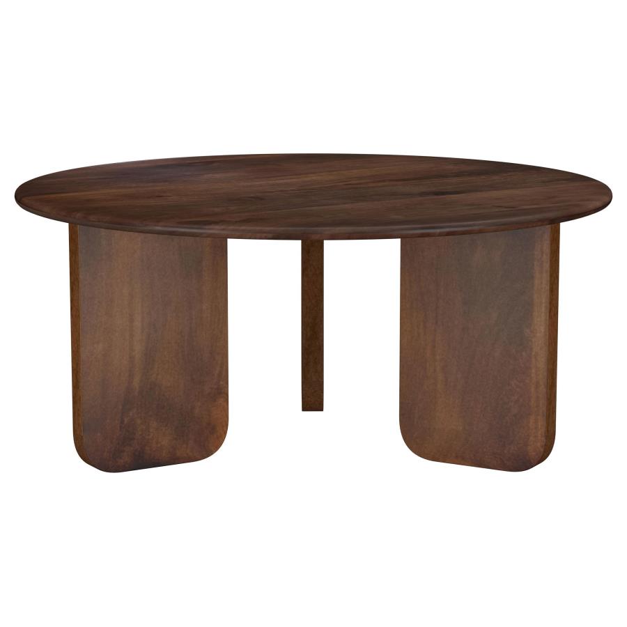 Dale Round Solid Mango Wood Coffee Table Brown (image for) Dale Round Solid Mango Wood Coffee Table Brown