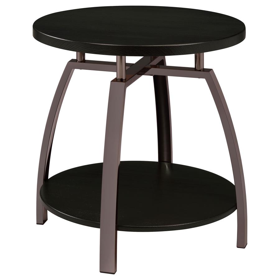 Dacre Round Engineered Wood Top Side End Table Dark Grey (image for) Dacre Round Engineered Wood Top Side End Table Dark Grey