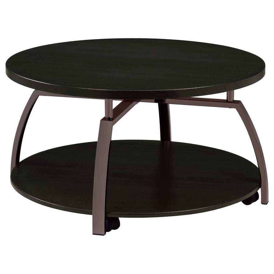 Dacre Round Engineered Wood Top Coffee Table Dark Grey (image for) Dacre Round Engineered Wood Top Coffee Table Dark Grey
