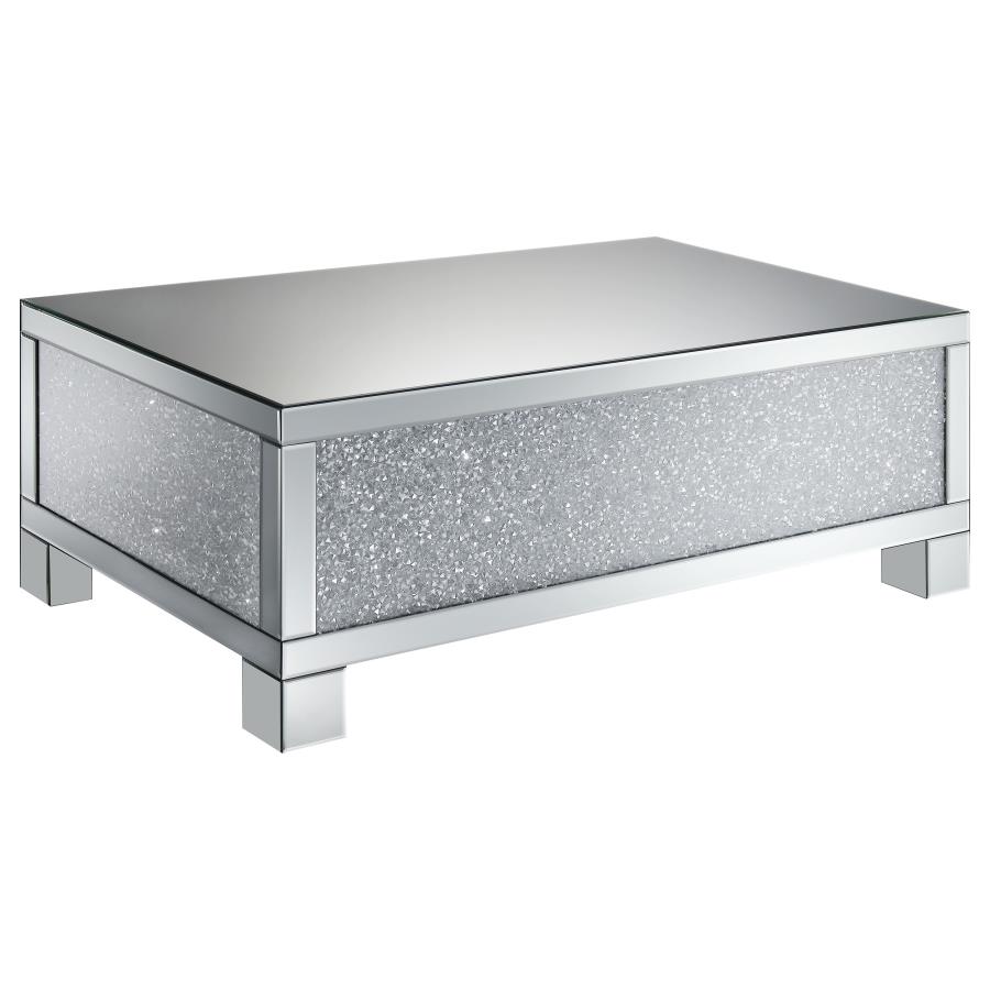 Gillian Rectangular Mirrored Acrylic Coffee Table Silver (image for) Gillian Rectangular Mirrored Acrylic Coffee Table Silver