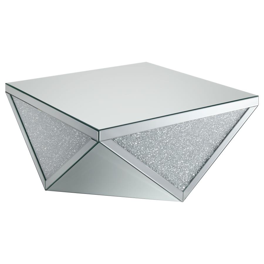 Amore Square Mirrored Acrylic Crystal Coffee Table Silver (image for) Amore Square Mirrored Acrylic Crystal Coffee Table Silver