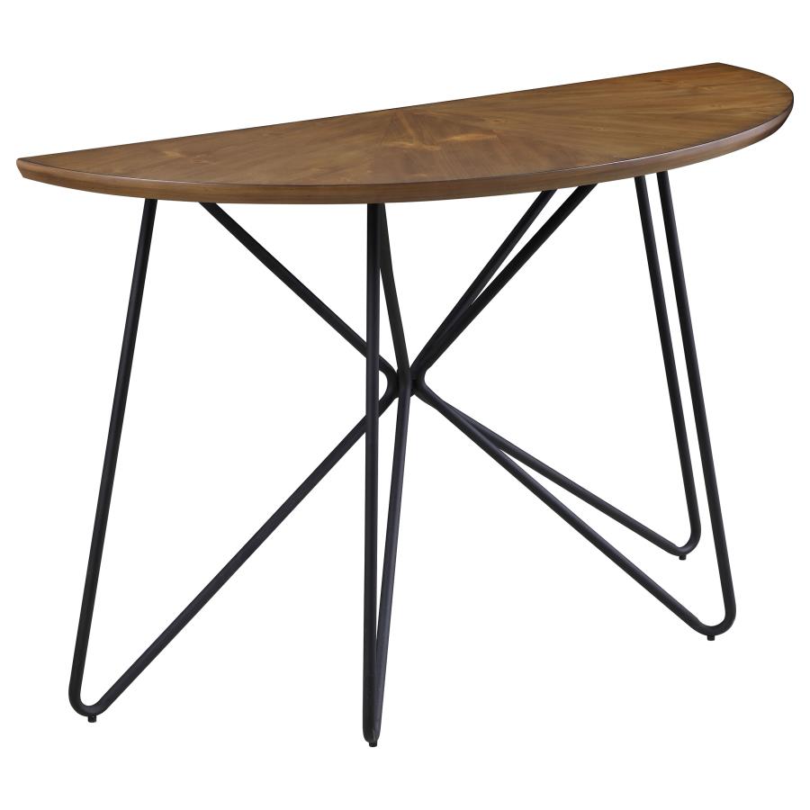 Brinnon Semicircle Console Table Dark Brown and Black (image for) Brinnon Semicircle Console Table Dark Brown and Black