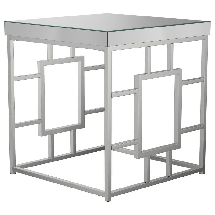 Dafina Square Mirrored Top Side End Table Chrome (image for) Dafina Square Mirrored Top Side End Table Chrome