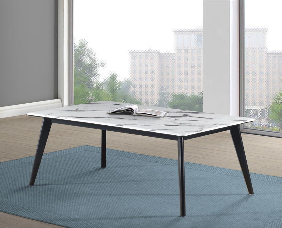 Bayhill Rectangle Faux Marble Top Coffee Table Black and White (image for) Bayhill Rectangle Faux Marble Top Coffee Table Black and White