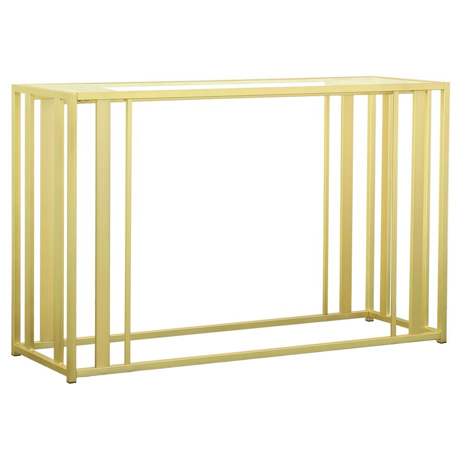 Adri Glass Top Entryway Sofa Console Table Matte Brass (image for) Adri Glass Top Entryway Sofa Console Table Matte Brass