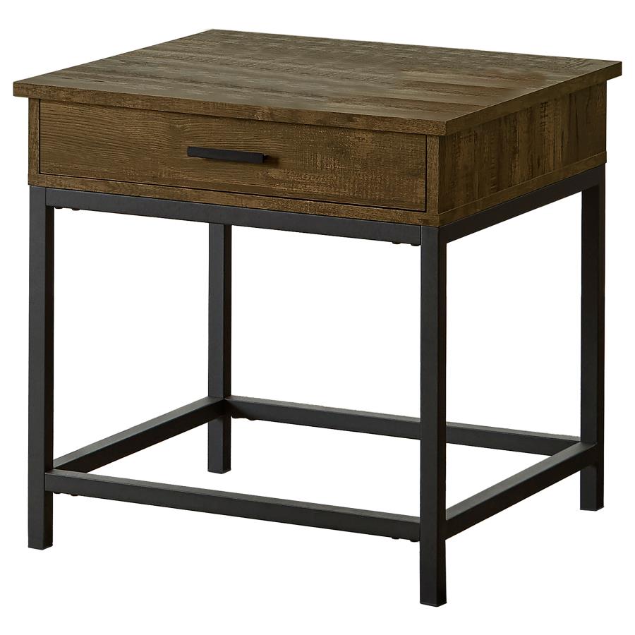 Byers 1-drawer Square Engineered Wood End Table Brown Oak (image for) Byers 1-drawer Square Engineered Wood End Table Brown Oak