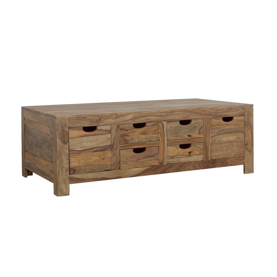 Esther 6-drawer Solid Wood Coffee Table Natural Sheesham (image for) Esther 6-drawer Solid Wood Coffee Table Natural Sheesham