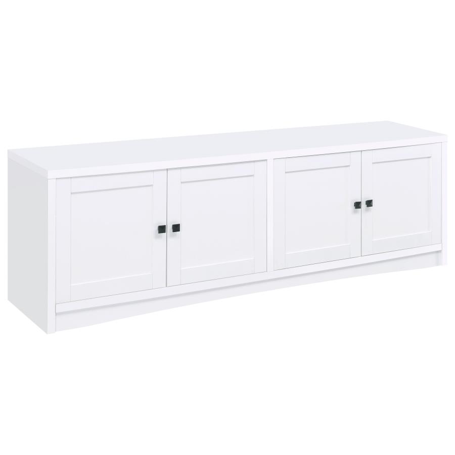 Laughlin 4-door Engineered Wood 78-inch TV Stand White (image for) Laughlin 4-door Engineered Wood 78-inch TV Stand White