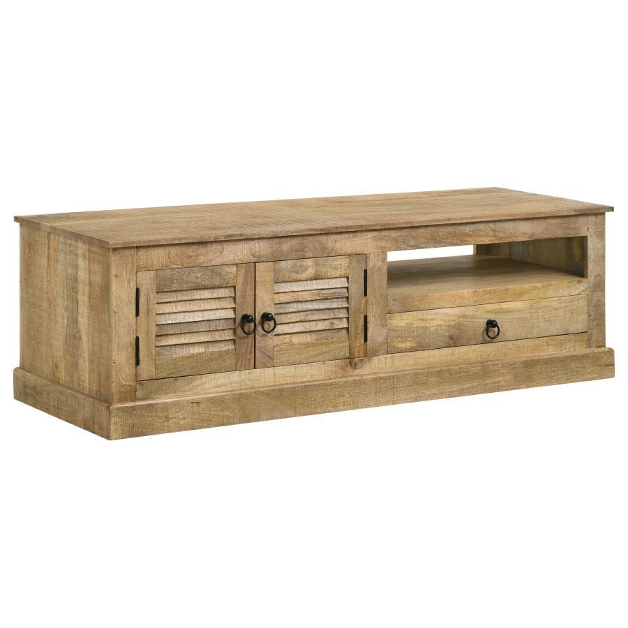 Zabel 2-door Solid Mango Wood 58" TV Stand Natural (image for) Zabel 2-door Solid Mango Wood 58" TV Stand Natural