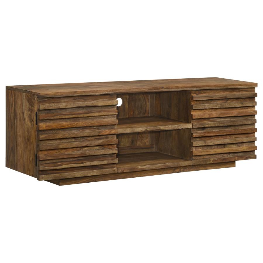 Julia 2-door Solid Sheesham Wood 58" TV Stand Natural (image for) Julia 2-door Solid Sheesham Wood 58" TV Stand Natural