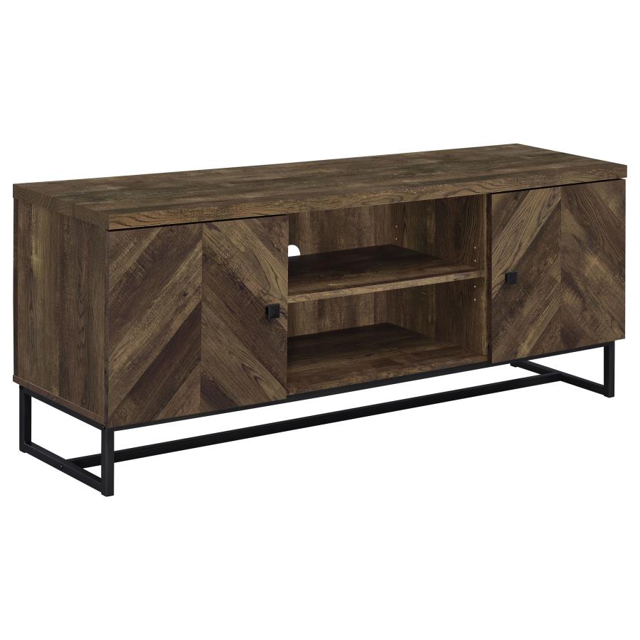 Myles 2-door Engineered Wood 60" TV Stand Rustic Oak (image for) Myles 2-door Engineered Wood 60" TV Stand Rustic Oak