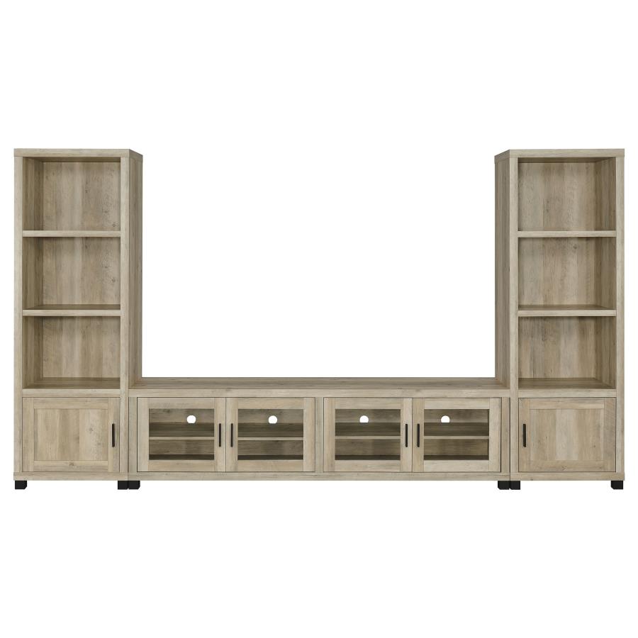 Sachin 3-piece 79" TV Entertainment Center Antique Pine (image for) Sachin 3-piece 79" TV Entertainment Center Antique Pine