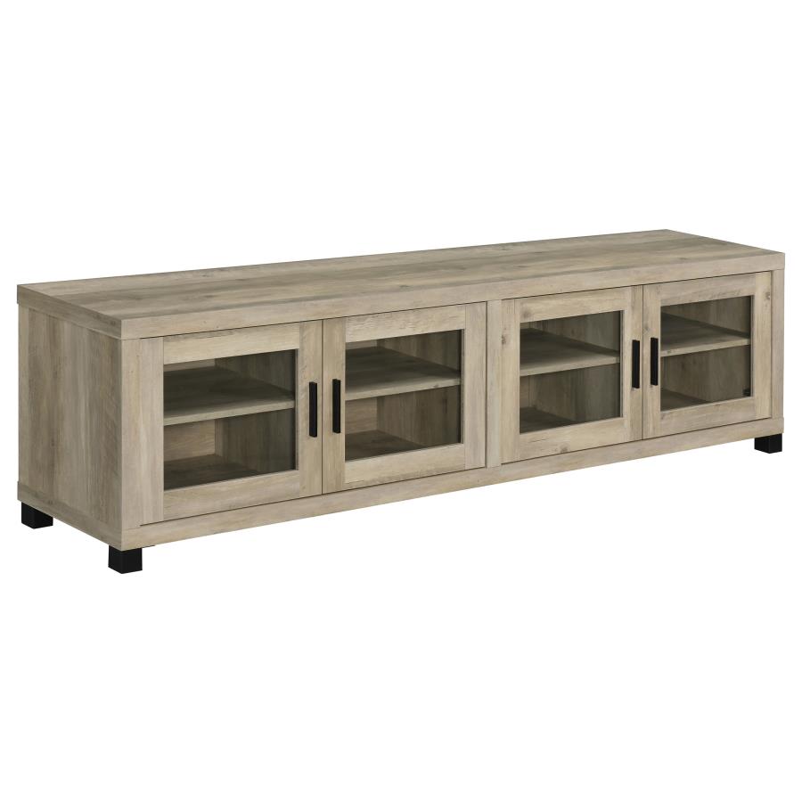 Sachin 4-door Engineered Wood 79" TV Stand Distressed Pine (image for) Sachin 4-door Engineered Wood 79" TV Stand Distressed Pine