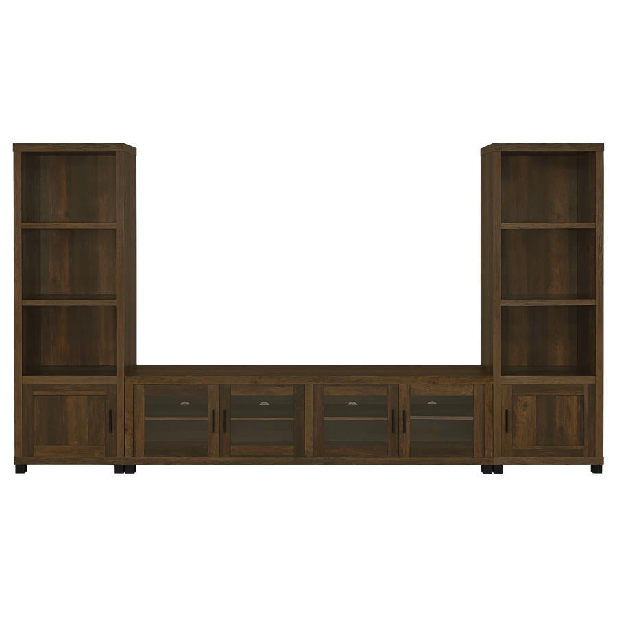 Sachin 3-piece 79" TV Entertainment Center Dark Pine (image for) Sachin 3-piece 79" TV Entertainment Center Dark Pine