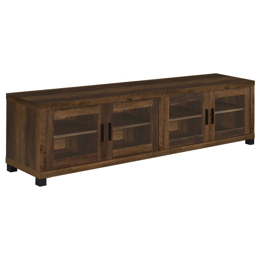 Sachin 4-door Engineered Wood 79" TV Stand Dark Pine (image for) Sachin 4-door Engineered Wood 79" TV Stand Dark Pine