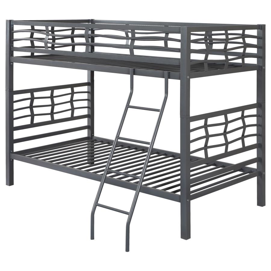 Fairfax Metal Twin Over Twin Bunk Bed Light Gunmetal (image for) Fairfax Metal Twin Over Twin Bunk Bed Light Gunmetal