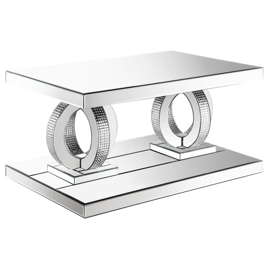 Breena Rectangular Mirrored Acrylic Coffee Table Silver (image for) Breena Rectangular Mirrored Acrylic Coffee Table Silver