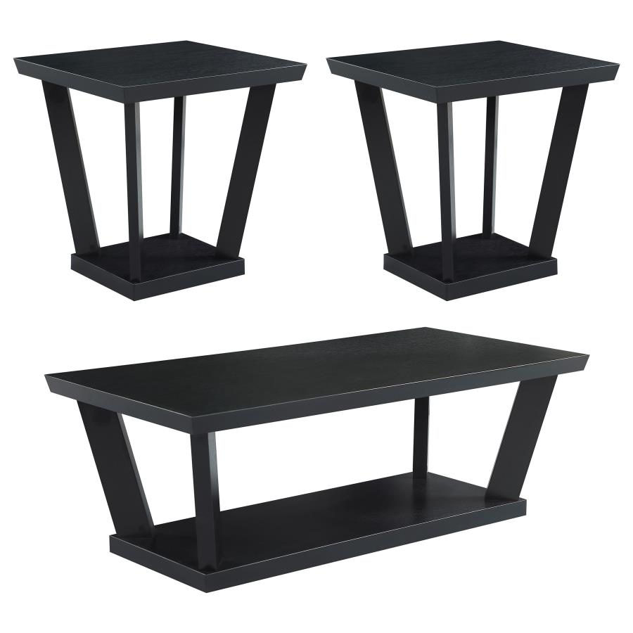 Aminta 3-piece Coffee and End Table Set Black (image for) Aminta 3-piece Coffee and End Table Set Black